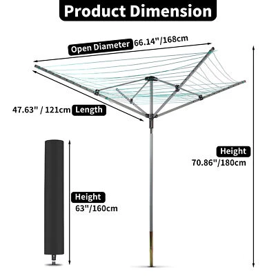 180cm Wäschespinne Wäscheständer Wäscheschirm Wäscheleine 50m Leine 11 Ebenen - Bild 1 von 4