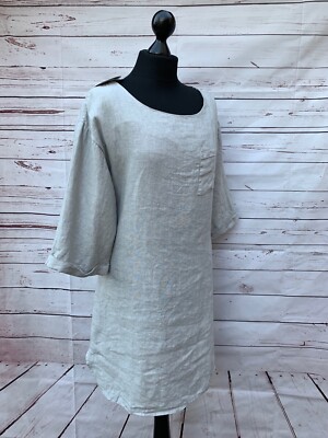 COSMO ITALIAN LINEN TUNIC DRESS WITH POCKET & TIE WAIST 9A999 | eBay