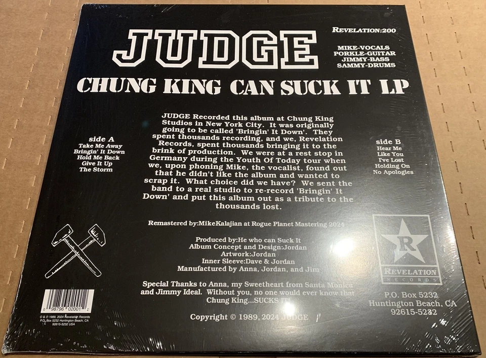 JUDGE Chung King Can Suck It LP Blue Vinyl SEALED-Youth Of Today Project X - Image 3 of 4