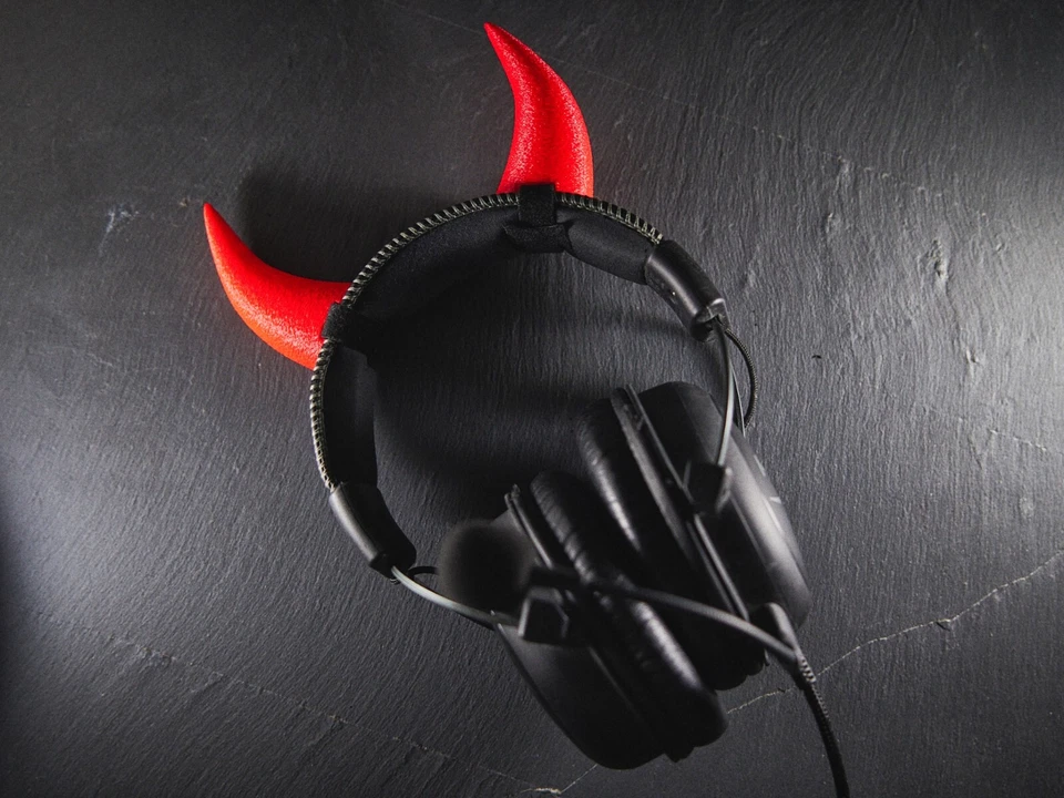 Cuernos de demonio para auriculares - Accesorio para auriculares Diablo pequeño en varios colores Foto 3 de 3