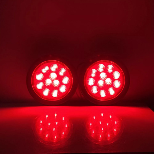 Luces de freno traseras giratorias impermeables 2X 4 pulgadas rojas redondas 24 LED para remolque camión - Imagen 11 de 15