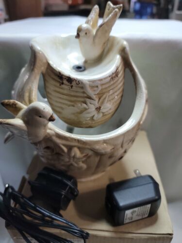 Distressed Ivory Bird Indoor Fountain Pump Water Home & Garden Decor Calming NEW - Picture 1 of 5