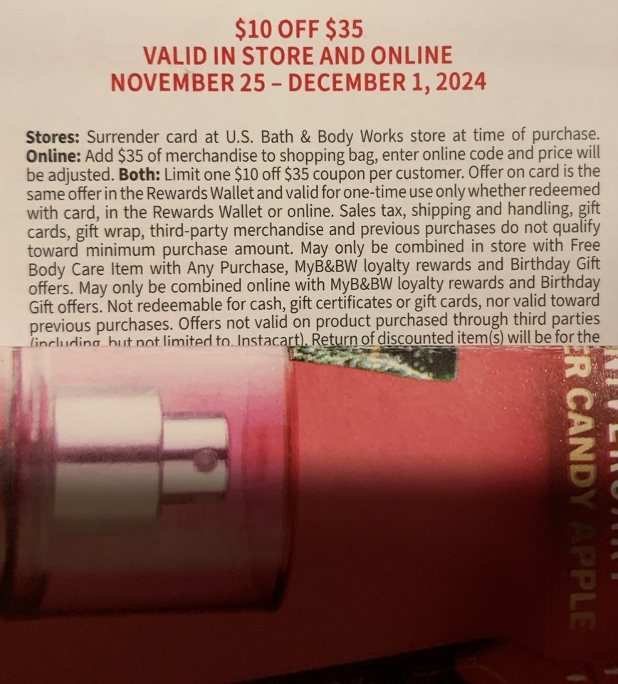 Bath & Body Works Coupons 25 Off (Exp 11/24) & 10 Off 35 Purchase