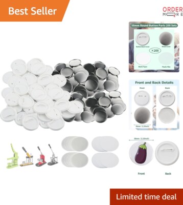 200 Sets 58mm Button Maker Supplies - DIY Badge Kit for Personalized Creations