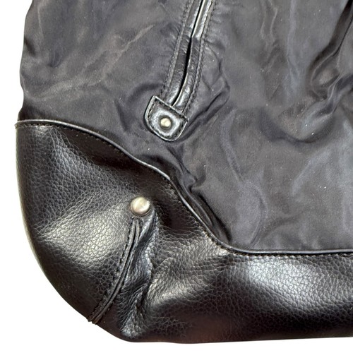 Lg Black Tote Bag Purse The Limited Nylon Faux Leather With Dual Handles Silver - Picture 9 of 15