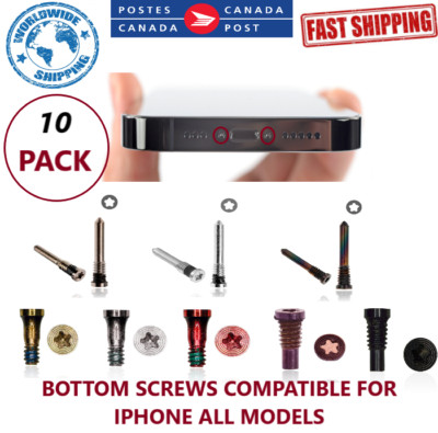 NEW BOTTOM SCREWS FOR IPHONE ALL MODELS 14 13 12 11 XS XR 8 7 OEM QUALITY 10 PCS