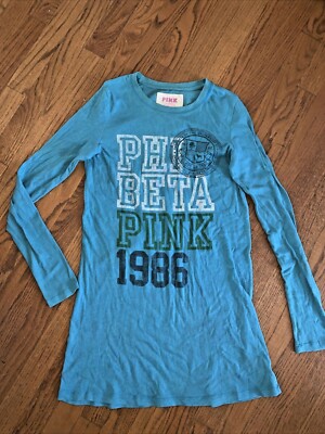 VICTORIA'S SECRET Phi Beta PINK 1986 Sorority Night Gown Shirt Size M  tw11j54