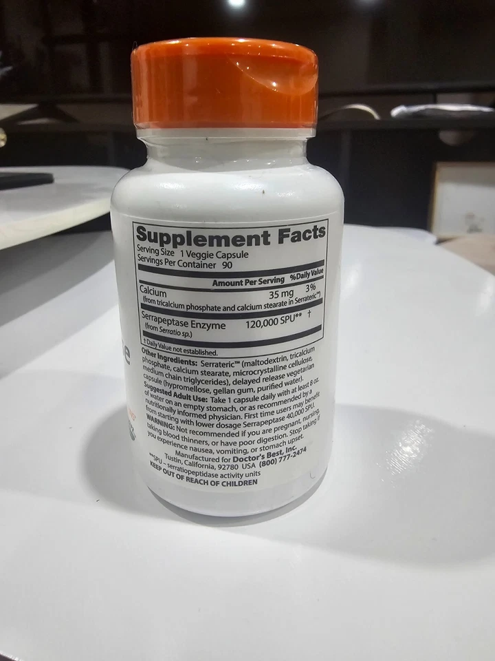 Cápsula Serrapeptasa Alta Potencia Doctor's Best - 90 Vegetales Envío Rápido. Foto 2 de 2