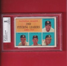 1961 Topps #47 NL Pit.Ldrs.(w/bar) Broglio/Spahn/Law/Burdette BVG NM-MT 8 #24443