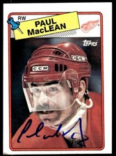 1988-89 Topps Hockey Paul MacLean Auto Detroit Red Wings #38 Signed