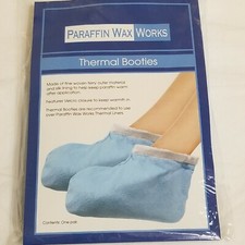 NEW Paraffin Wax Works Thermal Booties Blue Terry Outer Material Silk Lining -U