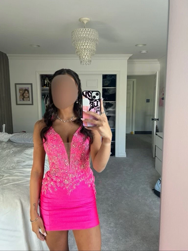 short hot pink prom dress products for sale | eBay