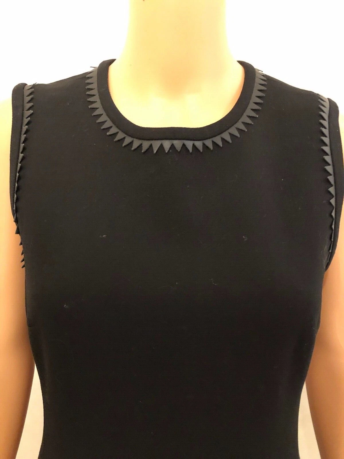 GIANNI VERSACE ABITO CON FINITURA IN PELLE LANA NERA TAGLIA 42ITL US8