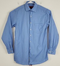 Alfani Mens Long Sleeve Easy Care Fitted Button Up Size M 15 32-33 Blue
