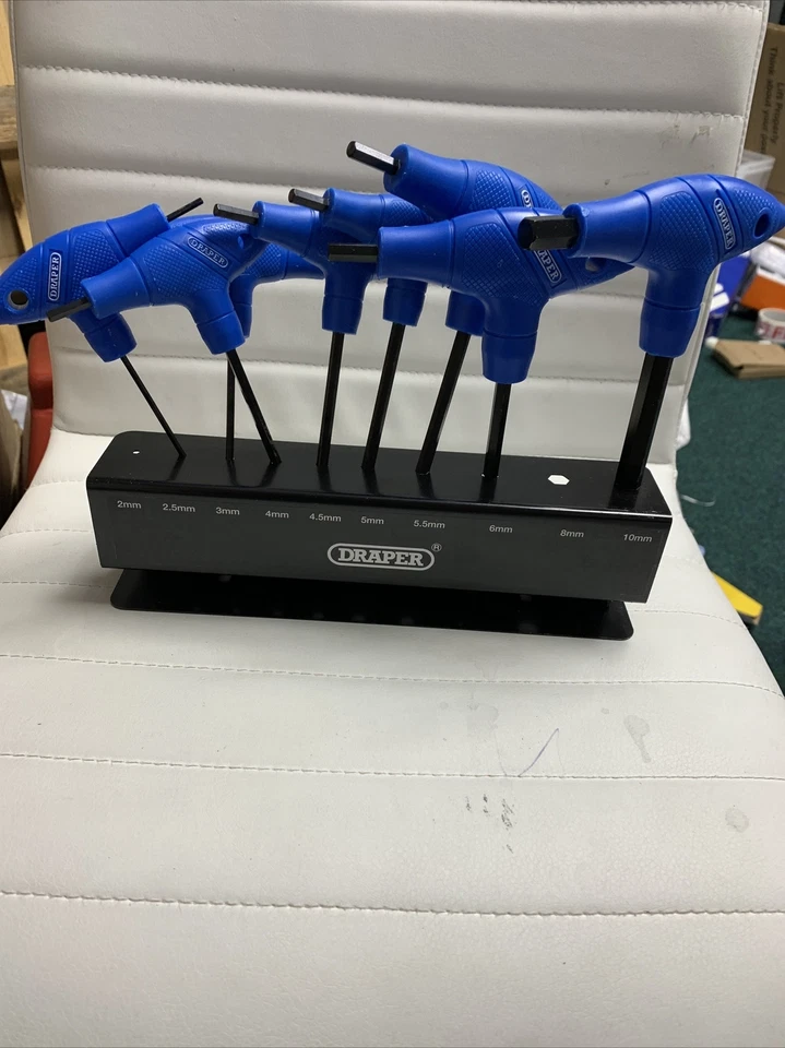 Draper 8pc Metric T-Handle Allan Alan Hexagon Key Set 2.5- 10mm In Stand Garage - Image 2 of 4