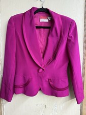 Vintage Oscar de la Renta Studio Silk Suit Pink Blazer Pencil Skirt Size 8 Y2K