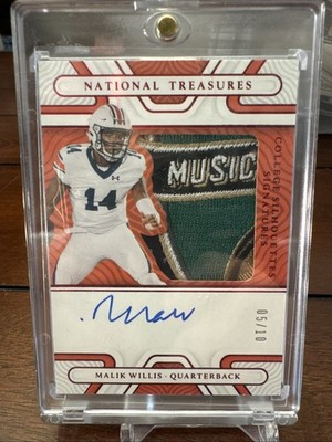 2022 PANINI NATIONAL TREASURES COLLEGIATE MALIK WILLIS RC PATCH AUTO  5/10