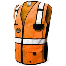 KwikSafety RoadBOSS Class 2 High-Vis Safety Vest Orange XL with 10 Pockets