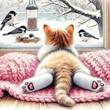Cat Diamond Art Kits for Adults, Diamond Painting Kits for Beginner, 5D DIY roun