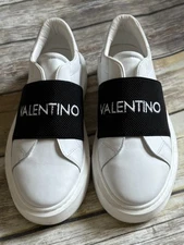 Mario Valentino Maya Contrast Logo Sneakers  Size 7.5 Slip On White/Black