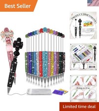 45 Pcs Full Rhinestone Beadable Pens Bulk Set 15 Glitter Diamond Pens with Cards