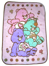VTG Care Bears Love A Lot Sweet Dreams Wish Plush Throw Baby Blanket Pink Brown