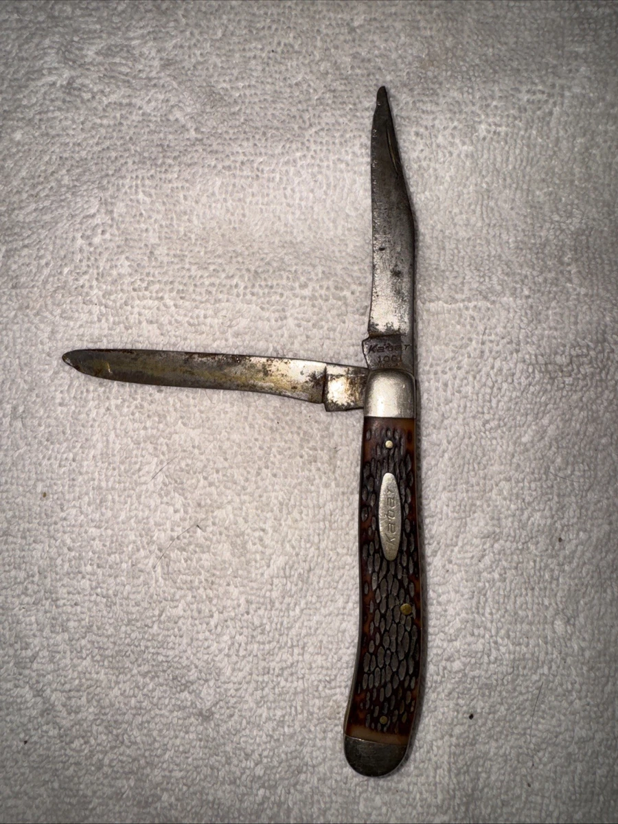 KA-BAR Bone Handle Collectible Vintage Folding Knives 2 Blades for