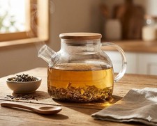 HOME DECO FACTORY KA0095 900 ml Glasteekanne | Acacia Deckel, elegantes Design