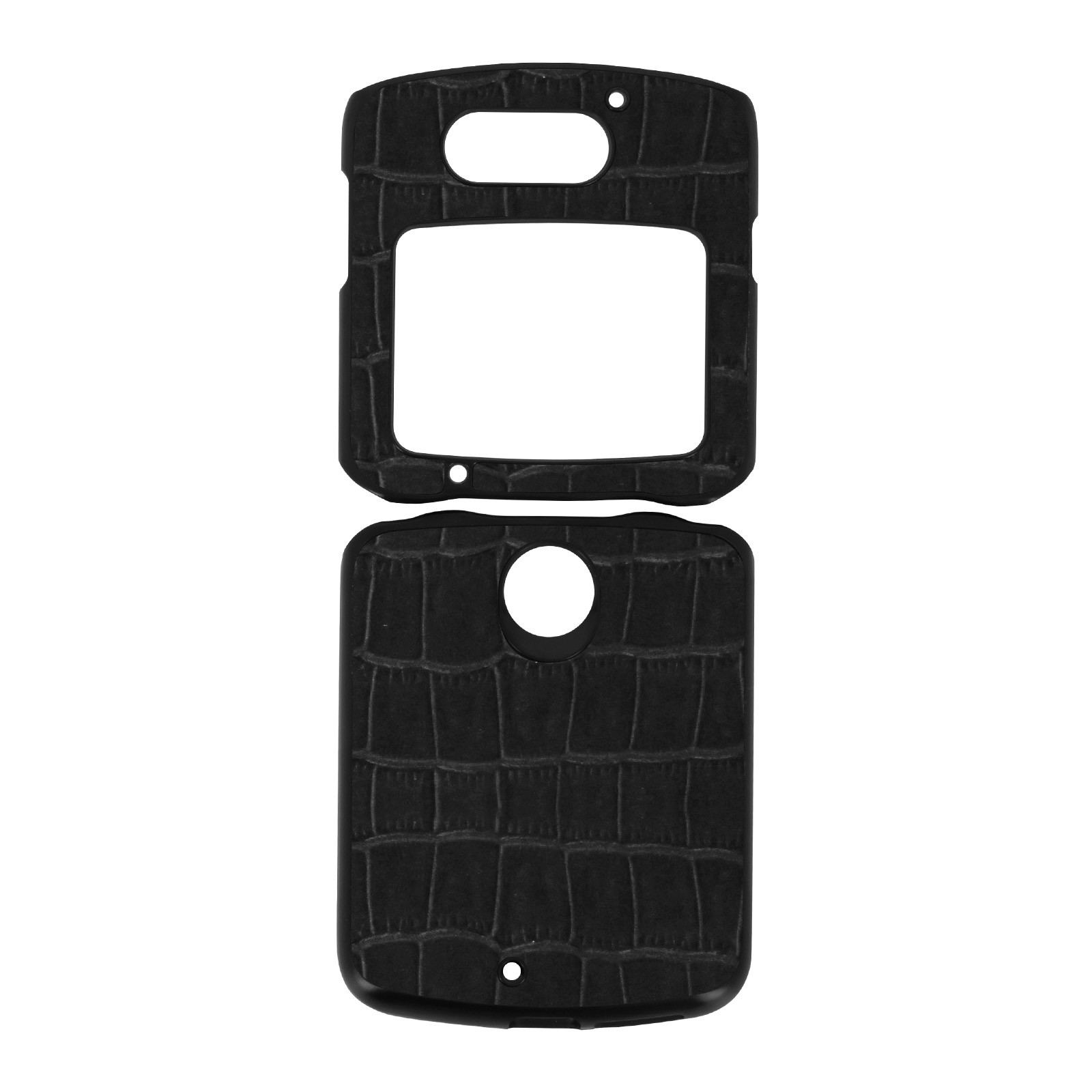 Housse pour Razr 5G rigide noire design 2 pièces effet crocodile pour téléphone pliant