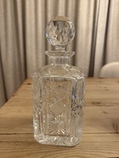 Vintage Heavy Cut Crystal Rectangular Decanter with Round Stopper