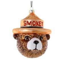 SMOKEY THE BEAR ORNAMENT 4.5" Glass Iconic Fire Safety Mascot Christmas Tree NEW