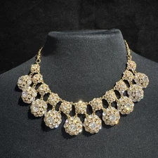 KATE SPADE NY LARGE PUTTING ON THE RITZ" CRYSTAL COLLAR STATEMENT NECKLACE GOLD