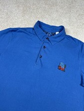 Robert Graham Polo Shirt Mens Medium Blue Rose Short Sleeve Casual Preppy Golf