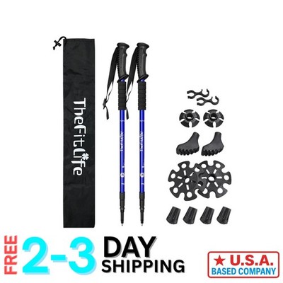 Collapsible Hiking Poles with Anti-Shock System & Ergonomic Handle - 51.2 Inch