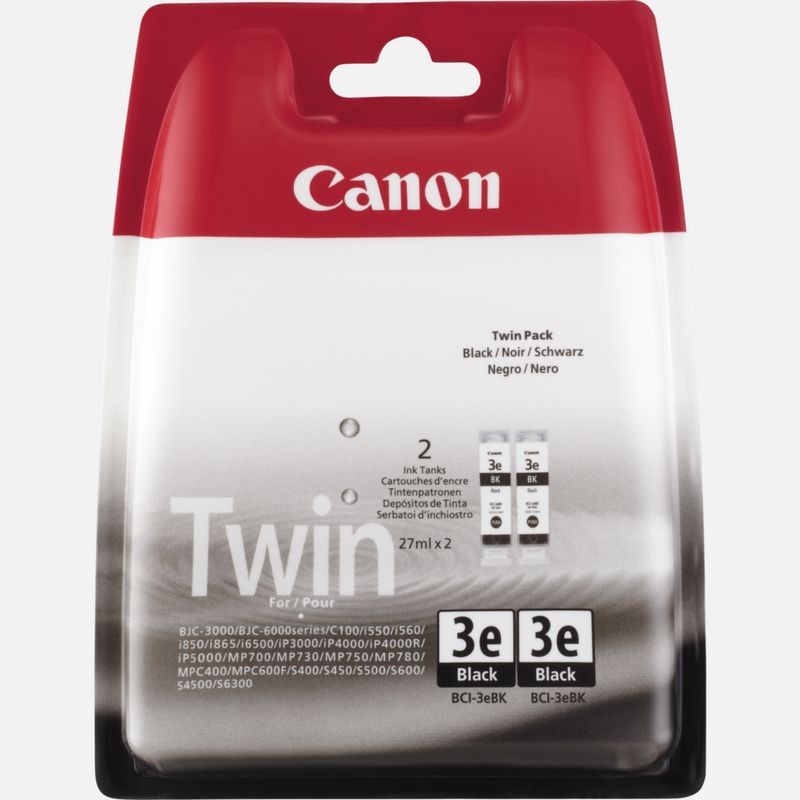 Genuine Canon BCI-3e Black Ink Cartridge Twin Pack 4479A298