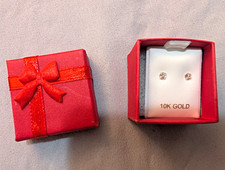 10K Yellow Gold Round White Diamond Stud Earrings Prong Set Butterfly Back