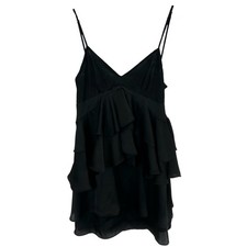 VTG Zara Trafaluc Ruffle Babydoll Dress Women's Size Medium Black Lace