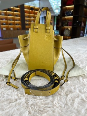Loewe Hammock Bag Drawstring Handbag Yellow Calfskin Gold Hardware [Duties Paid]