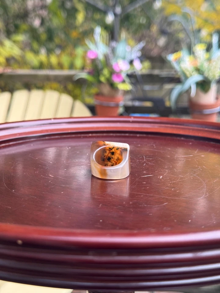 Anillo Geoda Piedra Cruda Cuarzo Ágata, Anillo Grande Grueso Cristal Talla 7.5 Foto 3 de 4