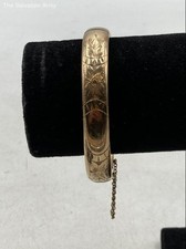 11k Yellow Gold Floral Embossed Fine Jewelry Bangle Bracelet 16.18 Grams