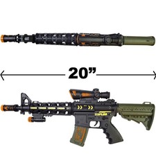 Electronic Black Machine Gun Toy, Flashing Lights  Sounds, 20", Great Gift 