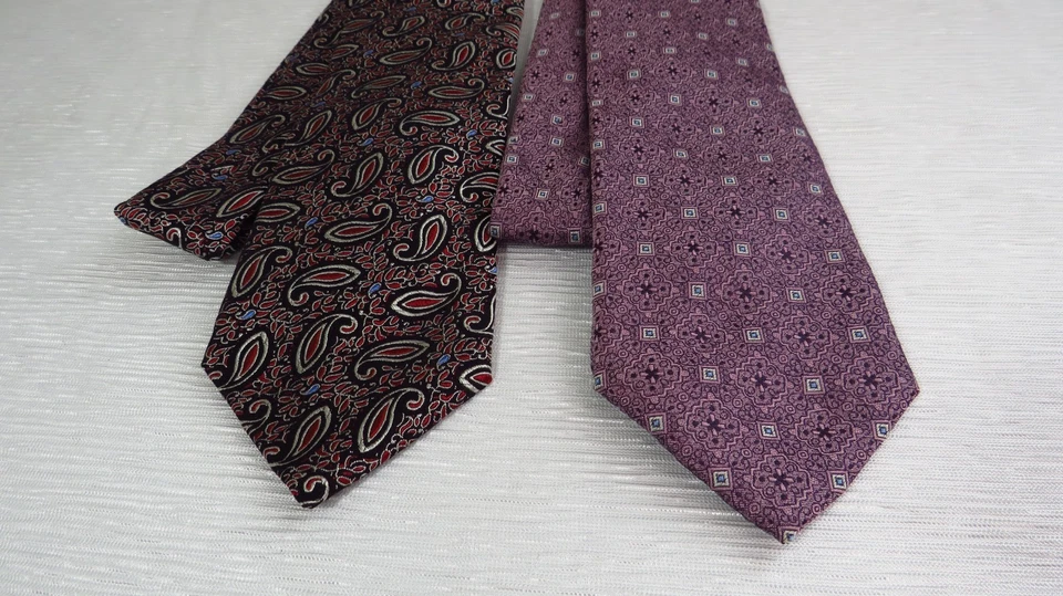 Daniel Cremieux Colección Archivo Italia Paquete De Dos Corbatas De Seda 3 Pliegues ¡Como Nuevo! Foto 4 de 4