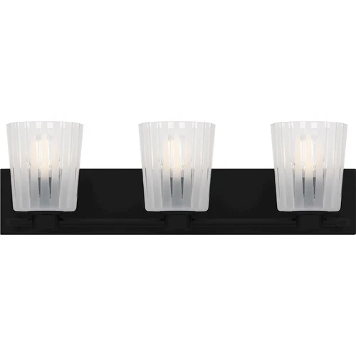 Quoizel Gray 3Lt Bath Light, Black/Clear Ribbed Sandblasted - RAY8624MBK - Picture 1 of 1