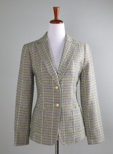 TALBOTS NWT 228 Houndstooth Plaid Lined Wool Blazer Jacket Top Size 2