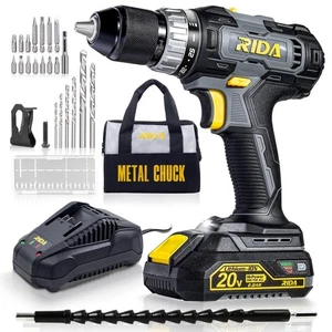 20V Cordless Power Drill Set 1/2'' Keyless Metal Chuck 355 In-lb DIY