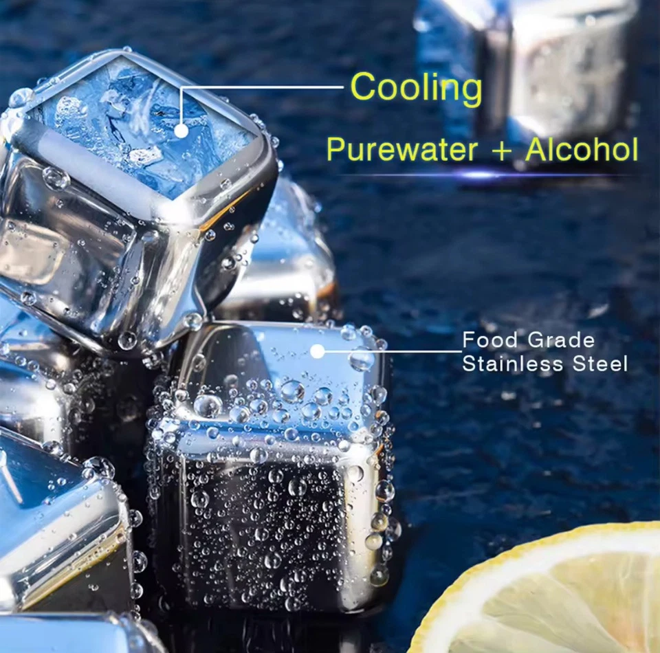 4pcs Dice Reusable Whiskey Stones Stainless Steel Ice Cubes QuickFreeze 2.5x2,5 - Image 4 of 4