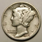 1935 D Mercury Dime 90% Silver F-VF  "Actual Coin Pictured - Not Cleaned"