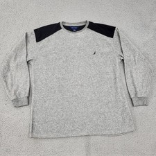 Nautica Sweatshirt Mens Medium Gray Heather Logo Fleece Pullover