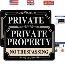 2 Pack No Trespassing Signs Private Property,10x7 Inch Rust Free Aluminum Met...