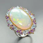 AA Quality 26 ct+ Natural Opal Ring 925 Sterling Silver Size 7.5 /R467649